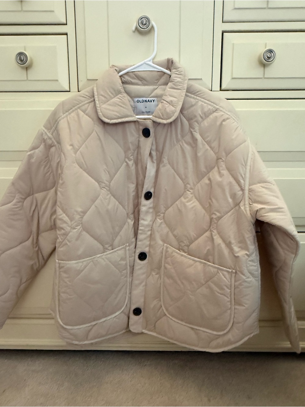 Old Navy Light Beige Quilted Bomber Jacket